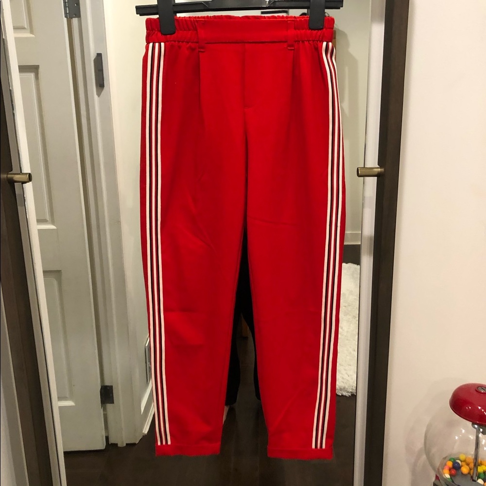 Red Trousers with White stripe detail